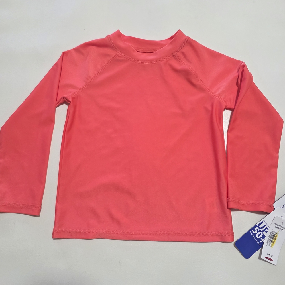 DREAMWAVE Vibrant Pink-Orange girls' Rashguard, Size 3T.